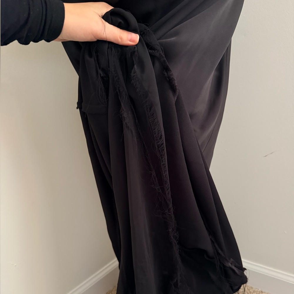 Norma Kamali One Shoulder Bias Gown Maxi Dress Draped Back Satin Black Sz M - Picture 9 of 10